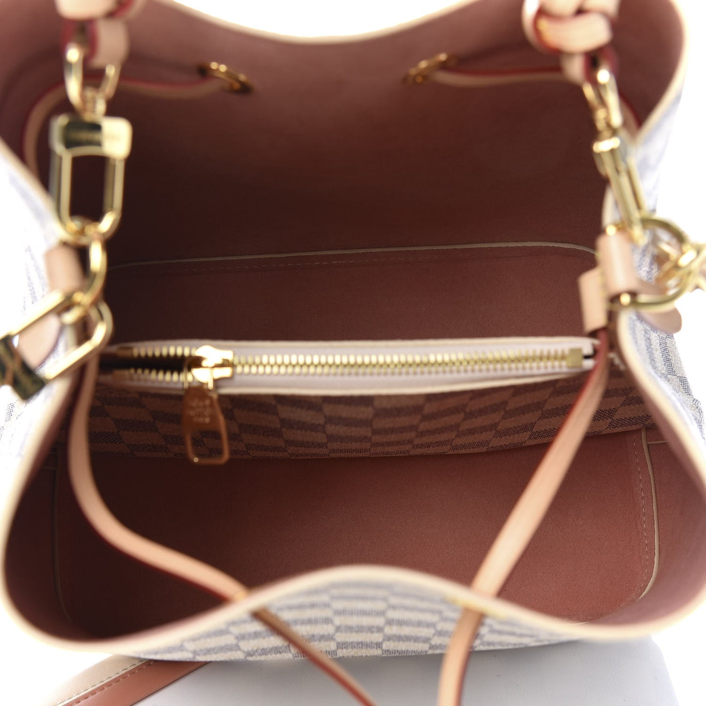 Damier Azur Braided Neonoe MM Peach Cream
