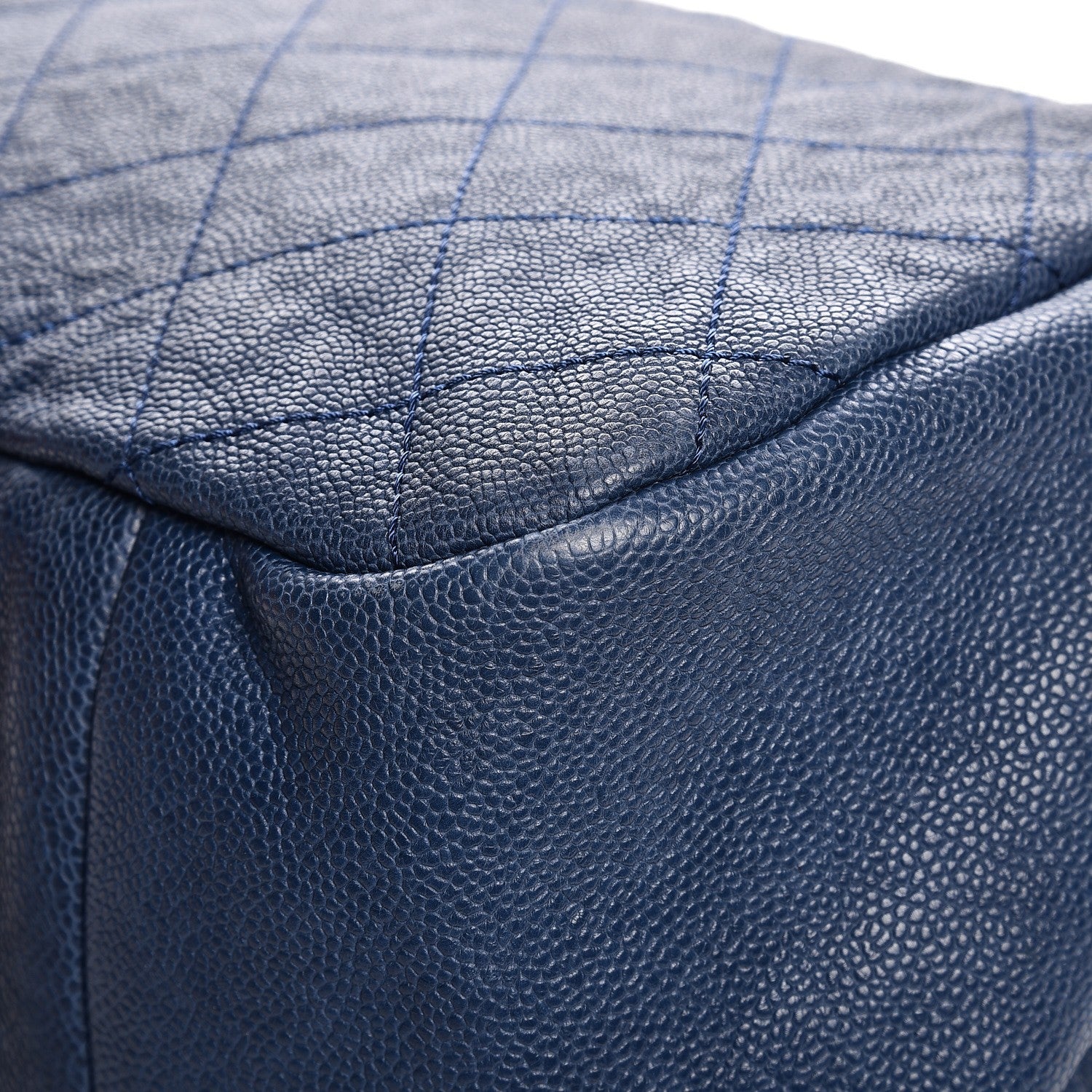Chanel Caviar Quilted Framed Bowling Bag Blue 10 of 13