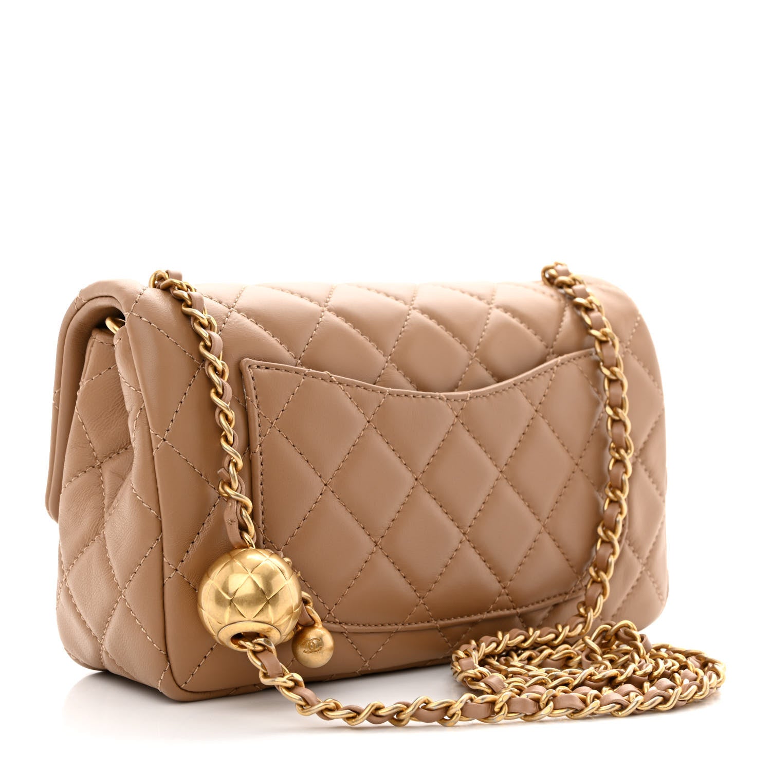 Chanel Lambskin Quilted Mini Rectangular Pearl Crush Flap Dark Beige 3 of 11