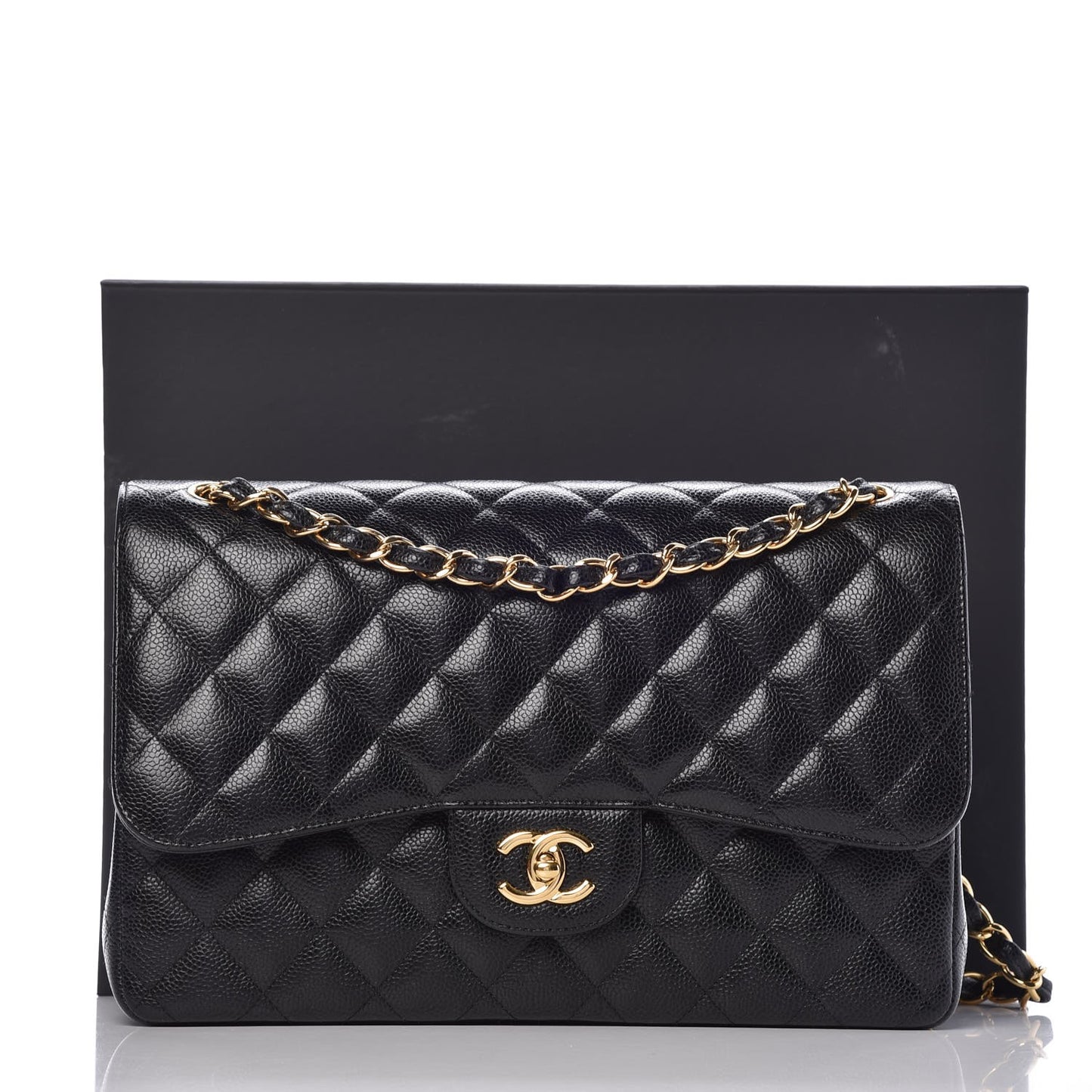 Caviar Quilted Jumbo Double Flap Black