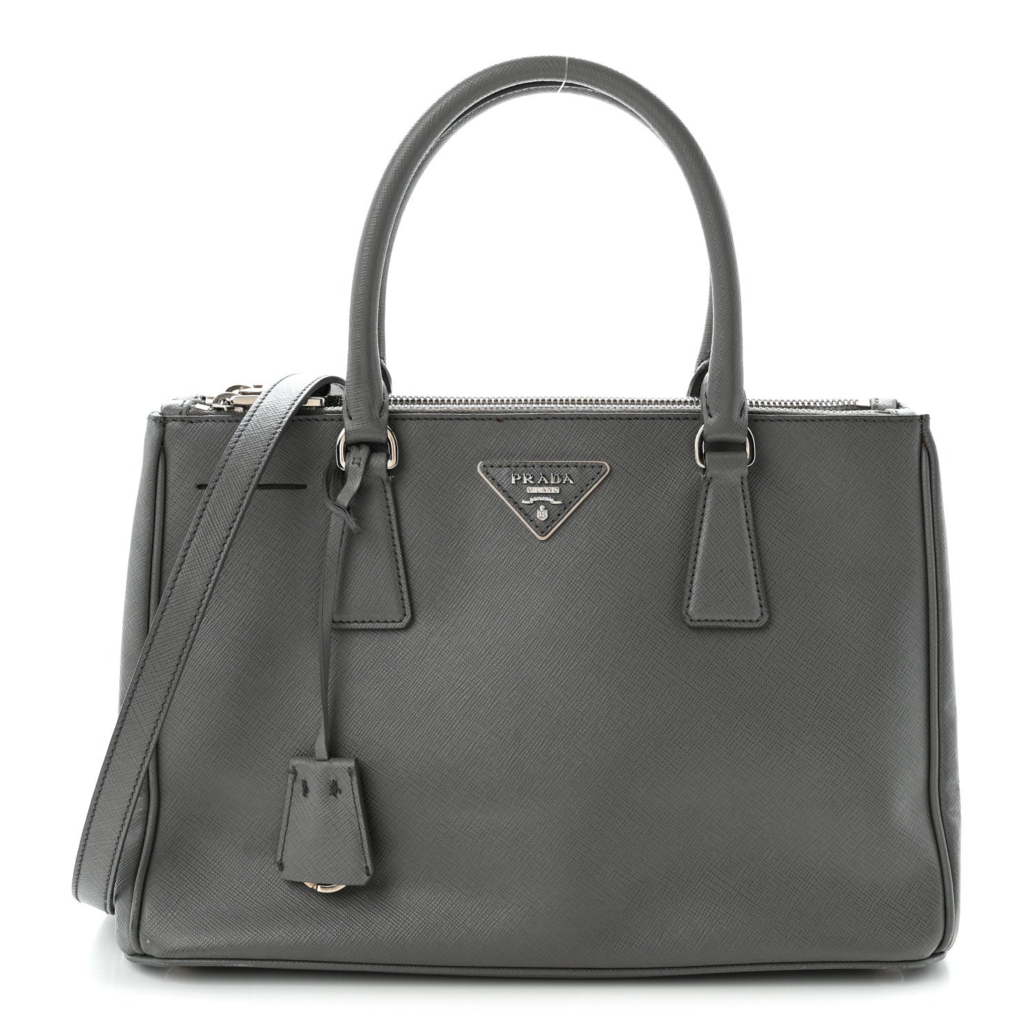 Prada Saffiano Lux Medium Galleria Double Zip Tote Grey 1 of 18