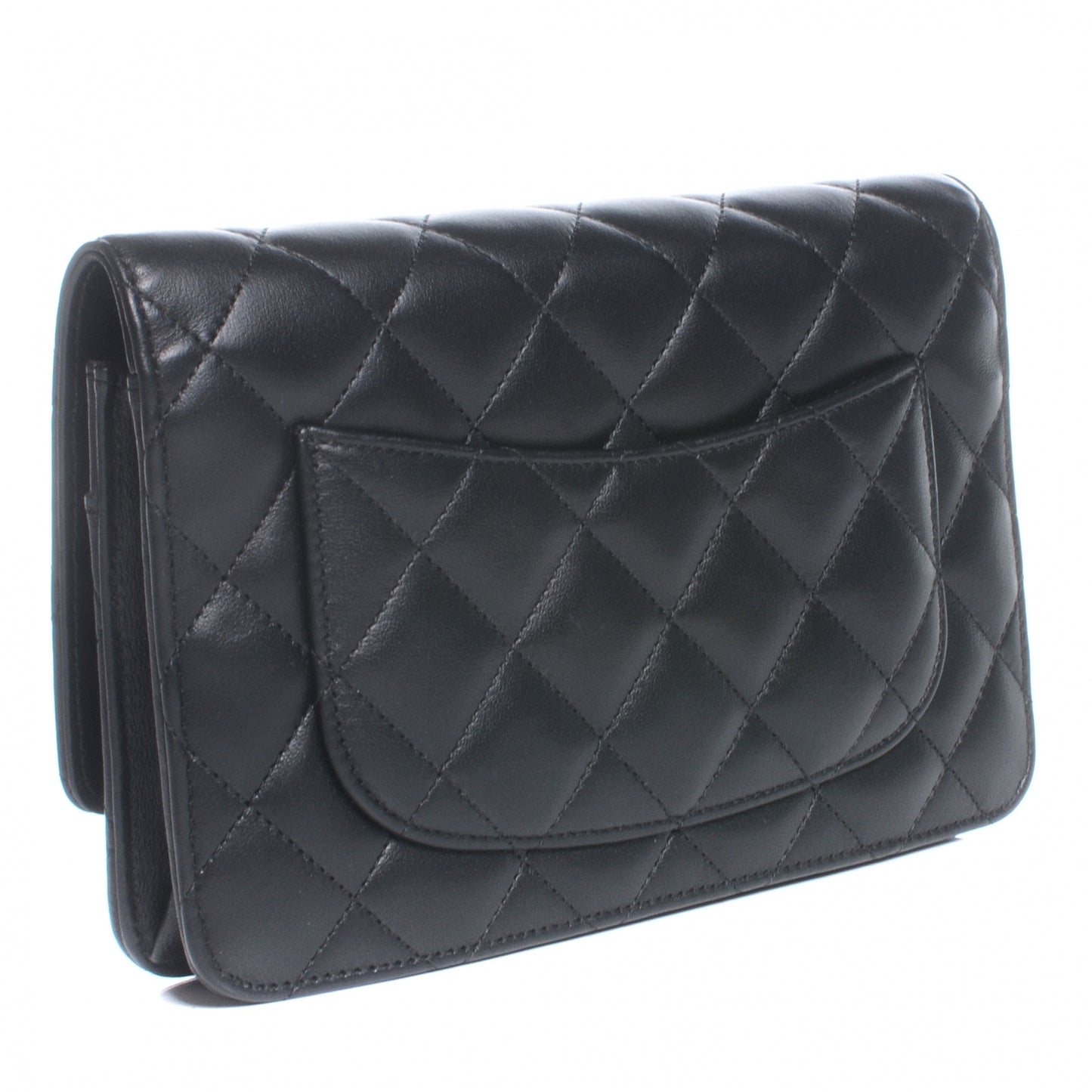 Lambskin Quilted Wallet On Chain WOC Black