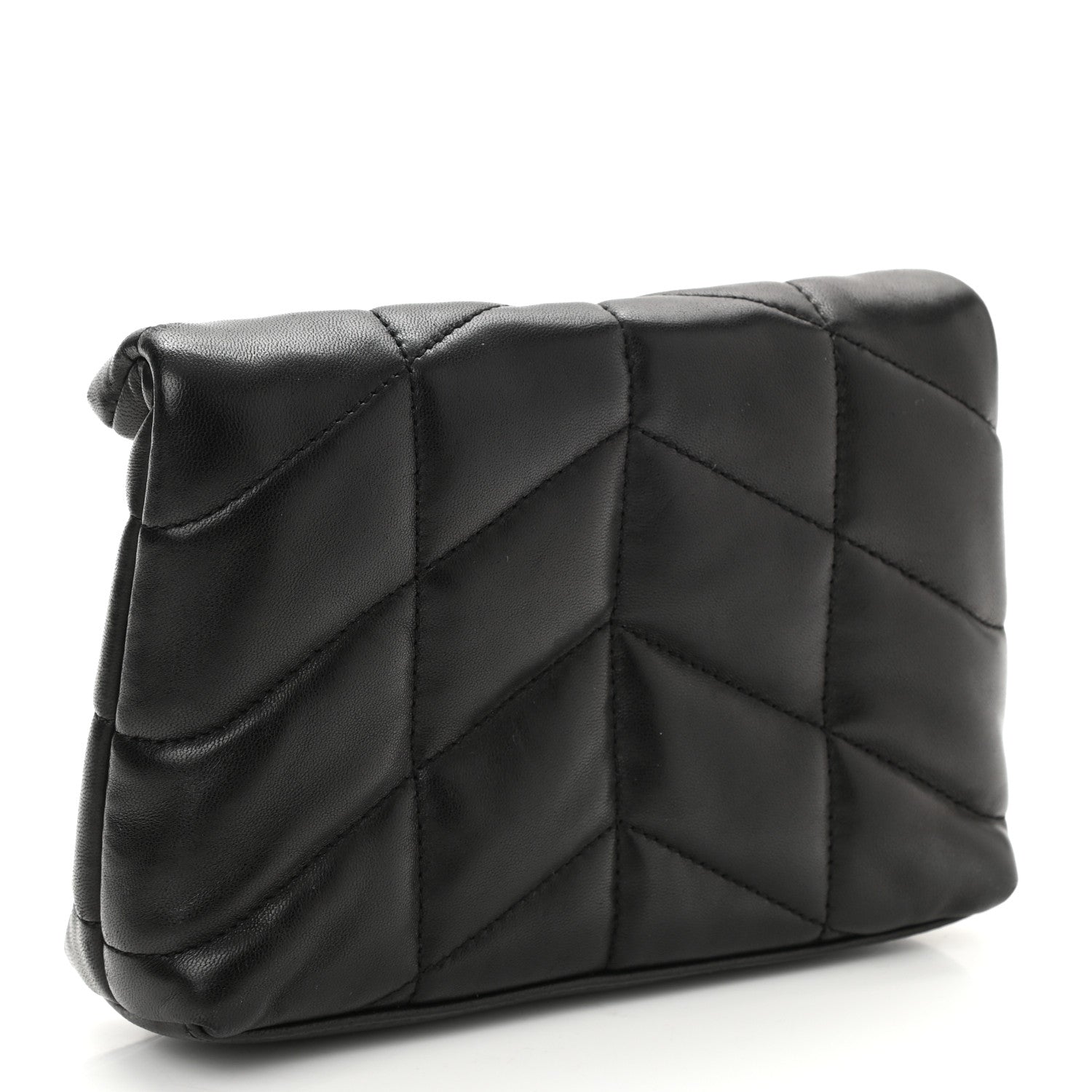 Saint Laurent Lambskin Monogram Loulou Puffer Pouch Clutch Black 4 of 9
