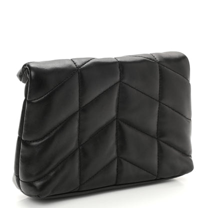 Saint Laurent Lambskin Monogram Loulou Puffer Pouch Clutch Black 4 of 9