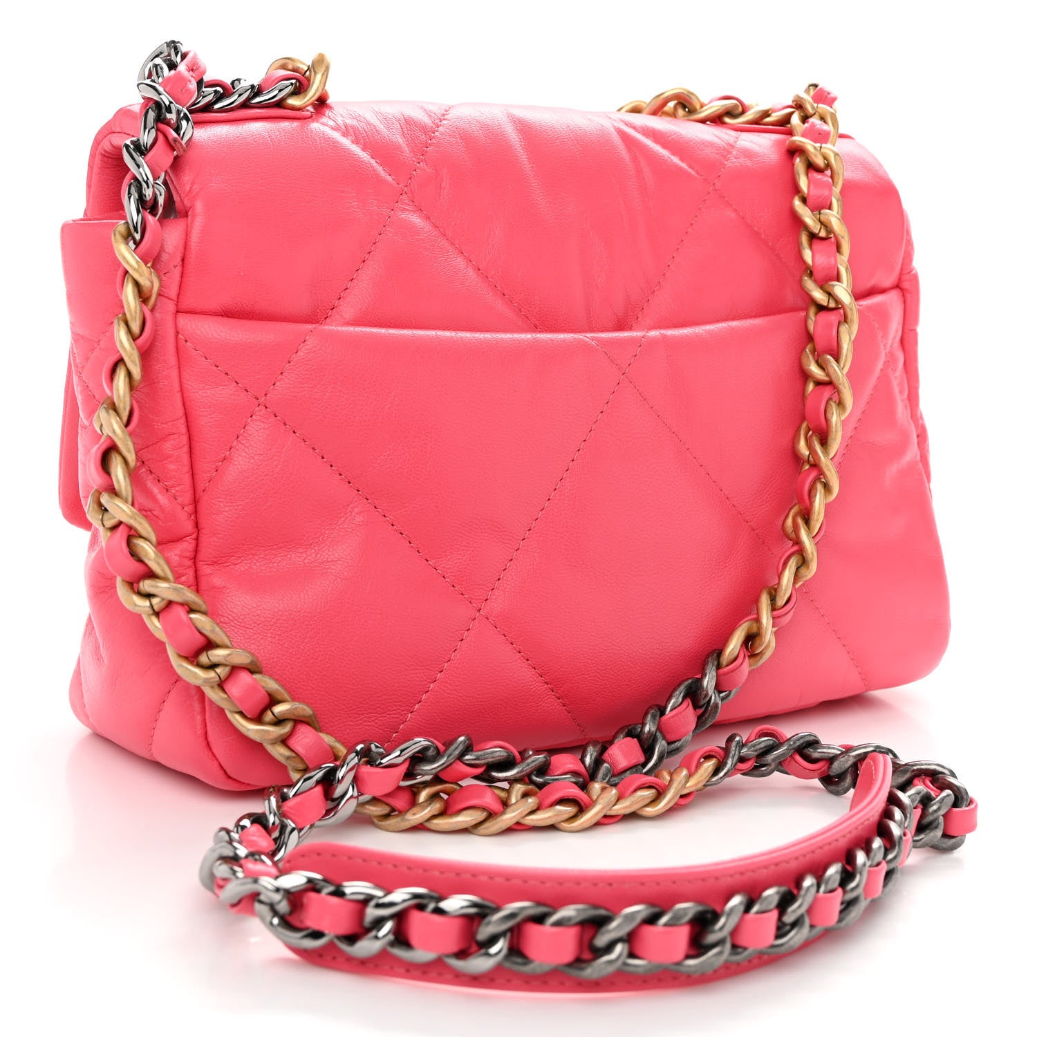 Chanel Shiny Goatskin Quilted Medium Chanel 19 Flap Pink 3 of 10