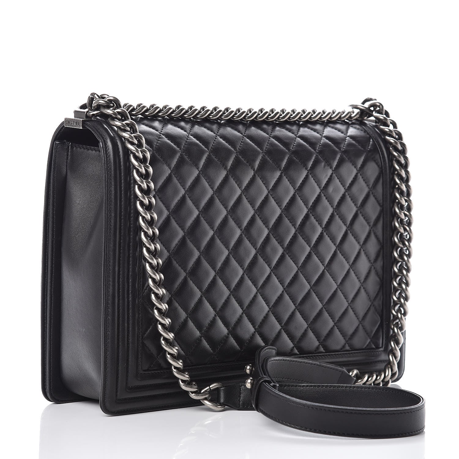 Chanel Lambskin Quilted Large Boy Flap Black 3 of 12