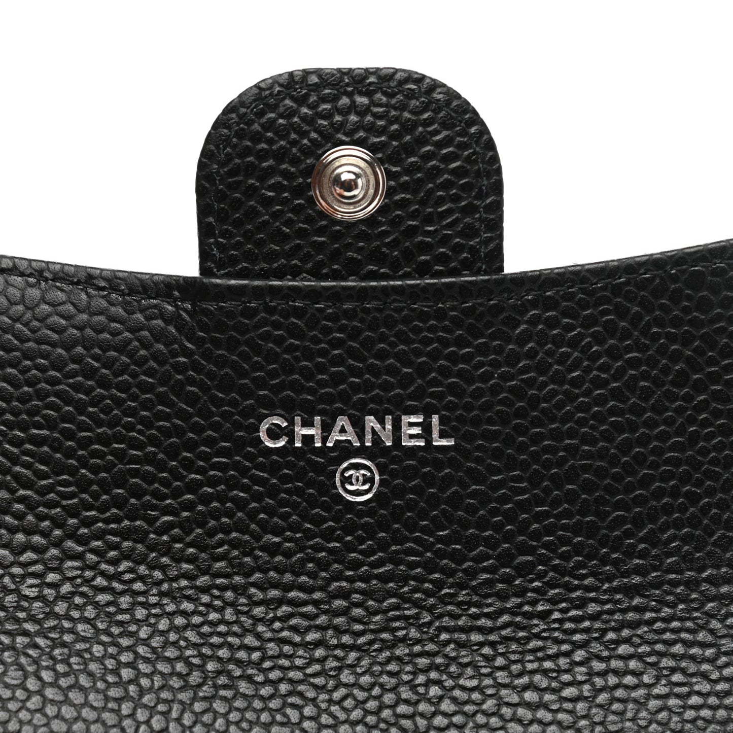 Caviar Quilted Flap Card Holder Wallet Black