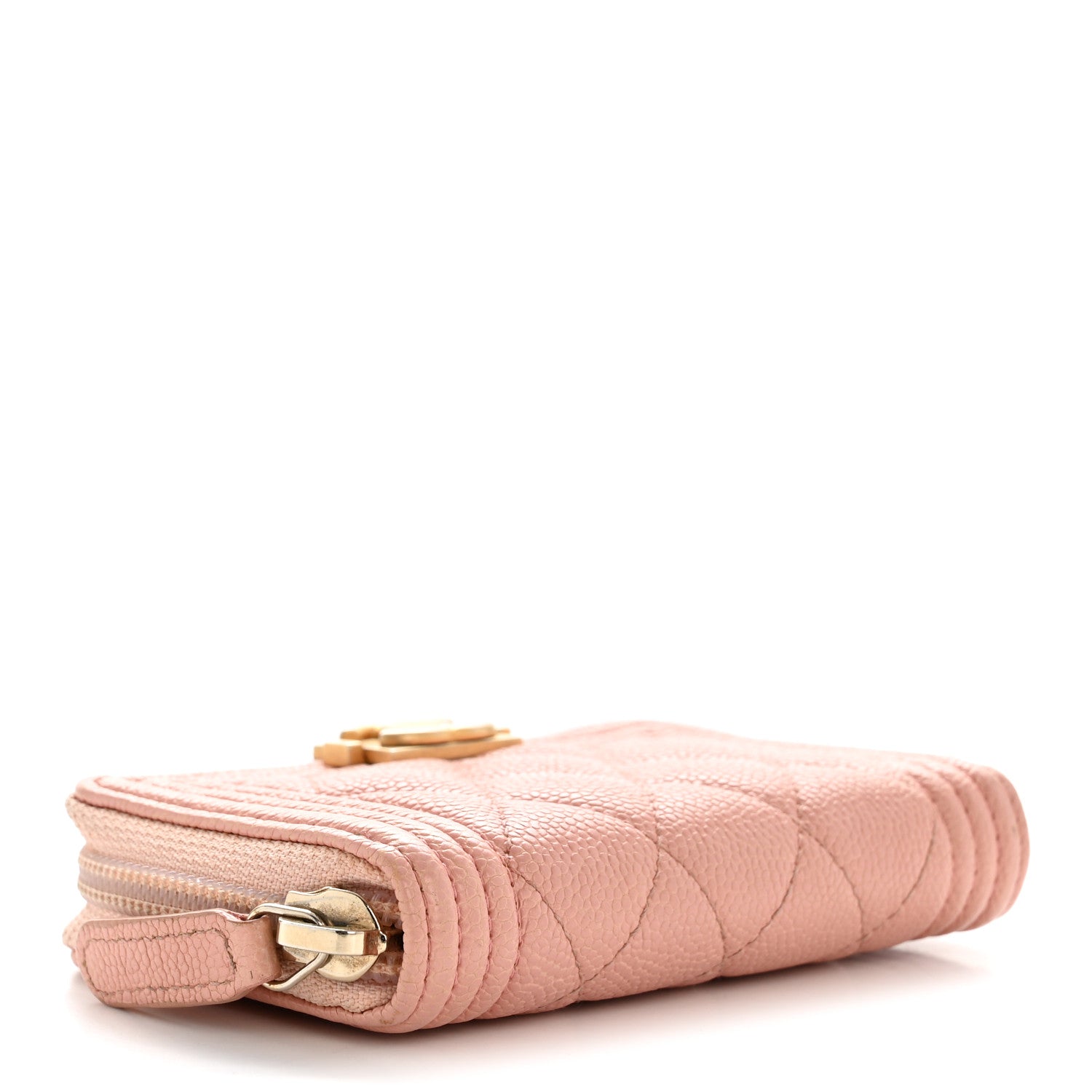 CHANEL 財布　ピンク⭐︎ Chanel Caviar Quilted Boy Zip Around Coin Purse Wallet Light Pink