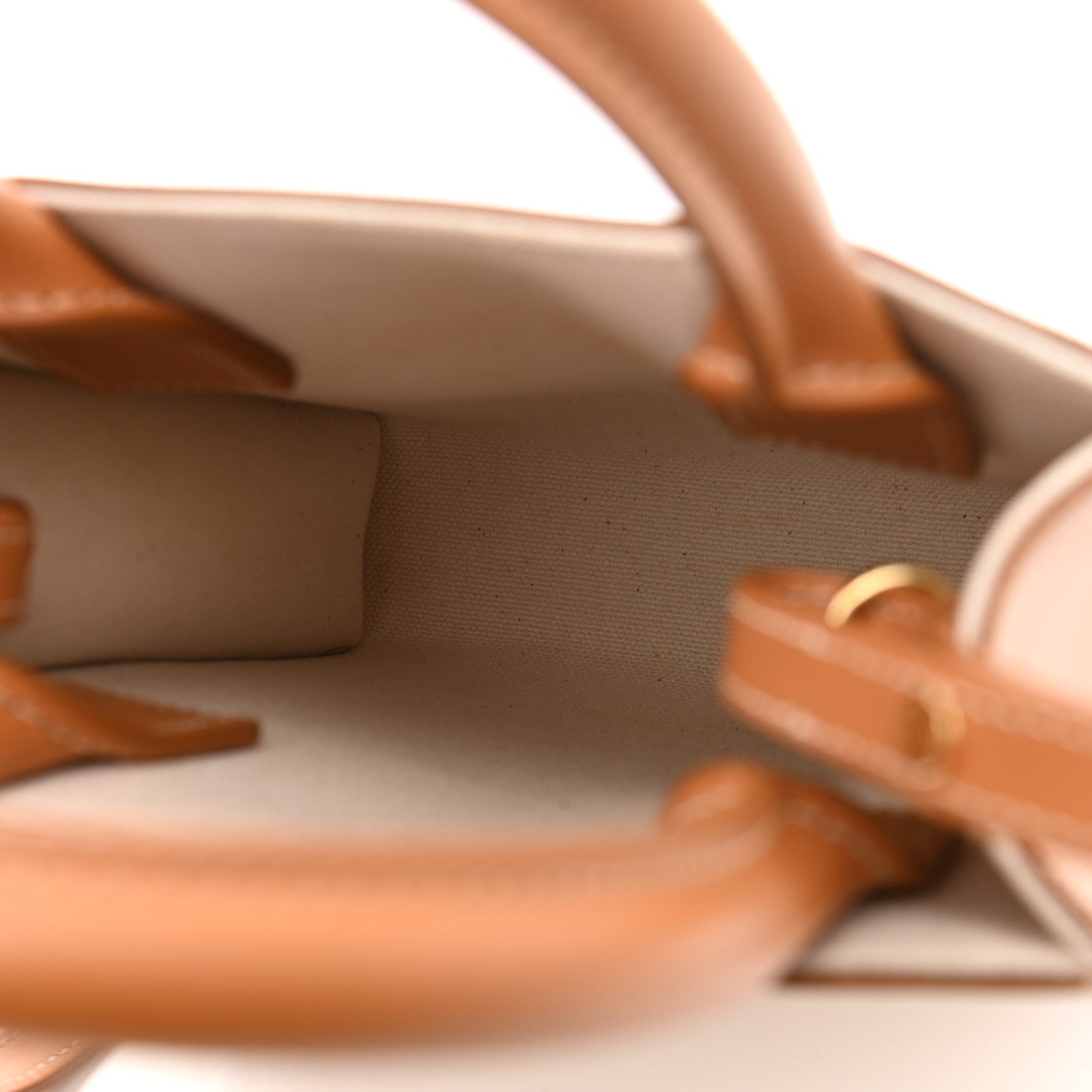 Canvas Calfskin Mini Vertical Cabas Natural Tan