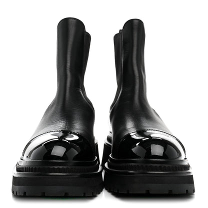 Chanel Calfskin Patent Cap Toe Ankle Boots 38.5 Black 3 of 9