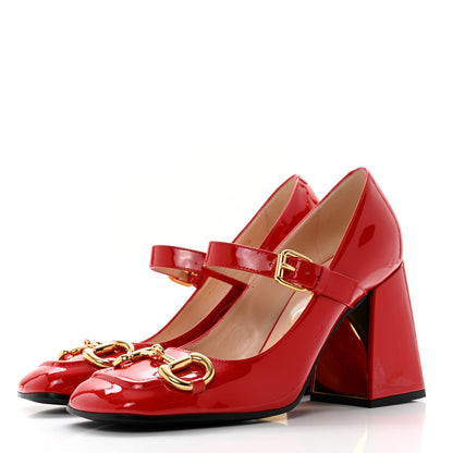 Gucci Patent Womens Horsebit Mid-Heel Mary Jane Pumps 38.5 Maple Red 3 of 9