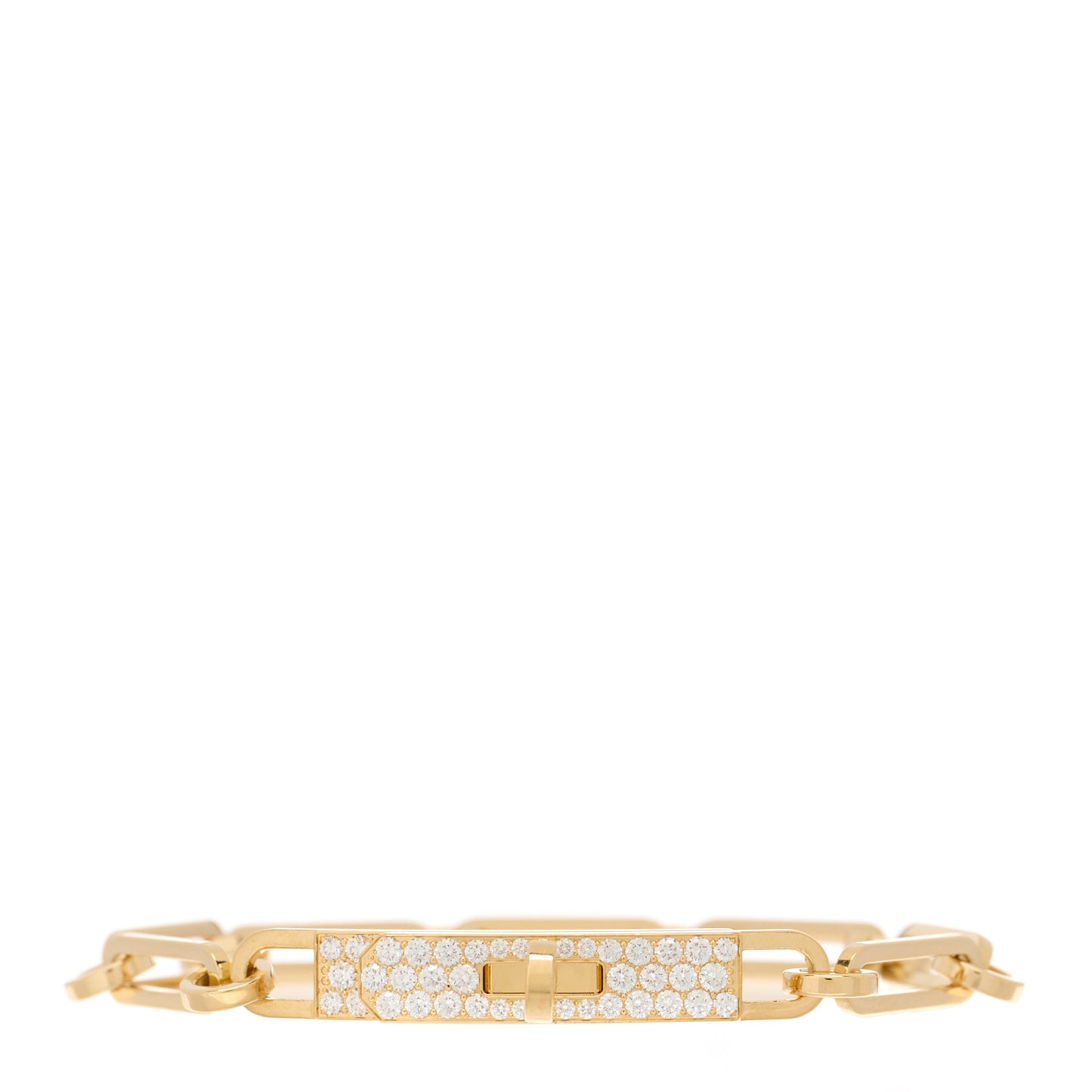 18K Yellow Gold Diamond Pave PM Kelly Chaine Bracelet SH