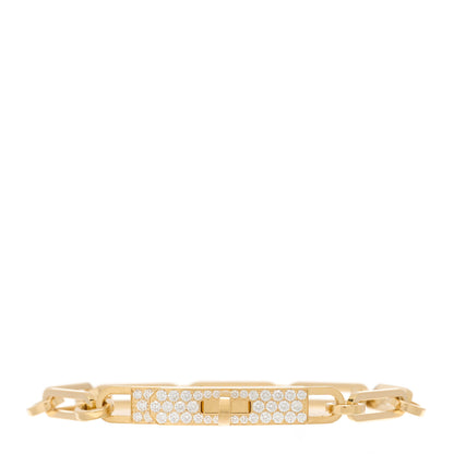Hermes 18K Yellow Gold Diamond Pave PM Kelly Chaine Bracelet SH 1 of 4