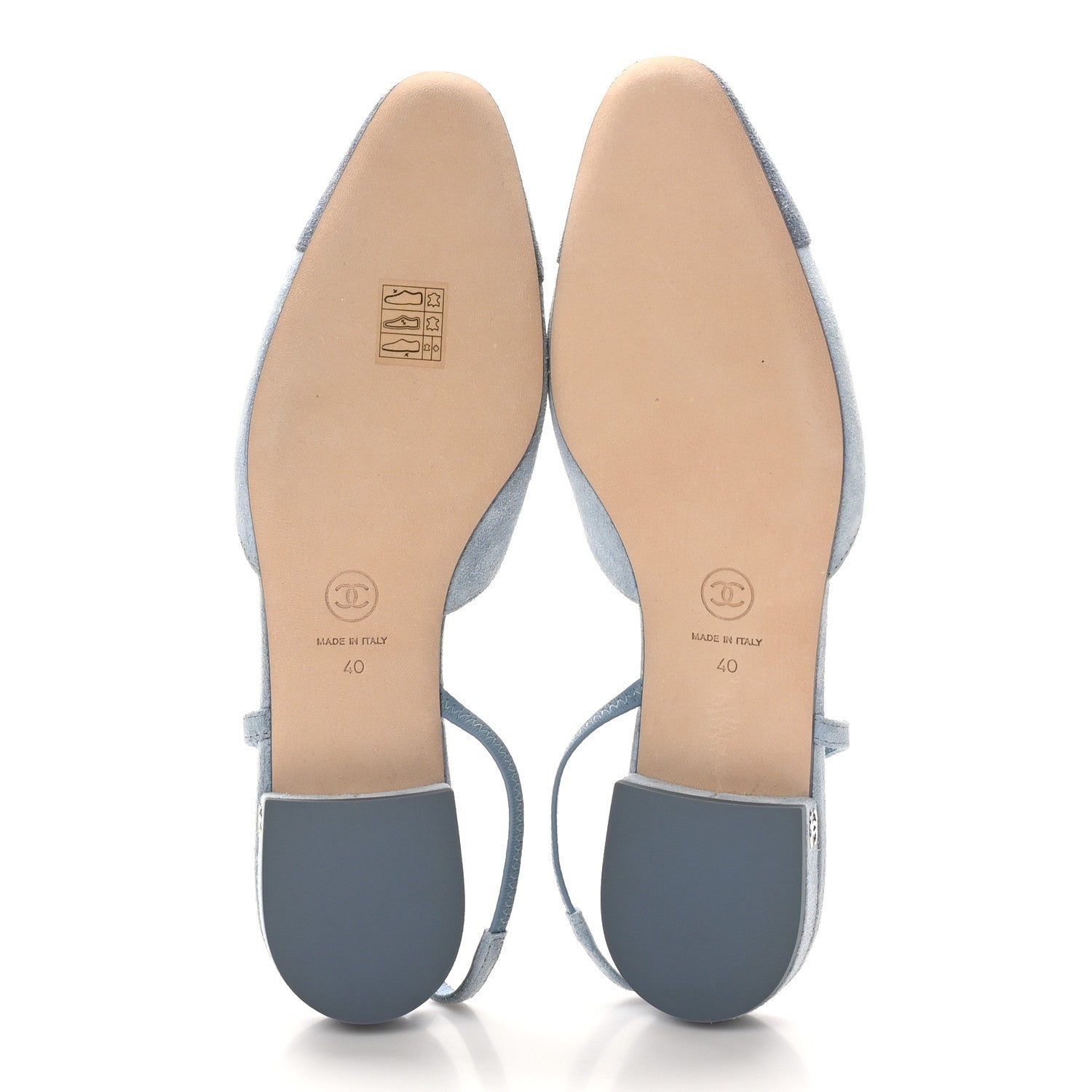 Chanel Suede Cap Toe CC Slingback Pumps 40 Light Blue 6 of 10