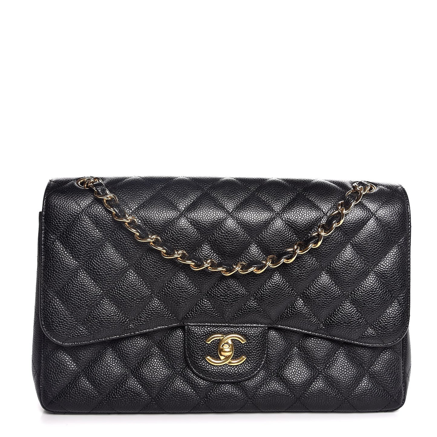 Caviar Quilted Jumbo Double Flap Black