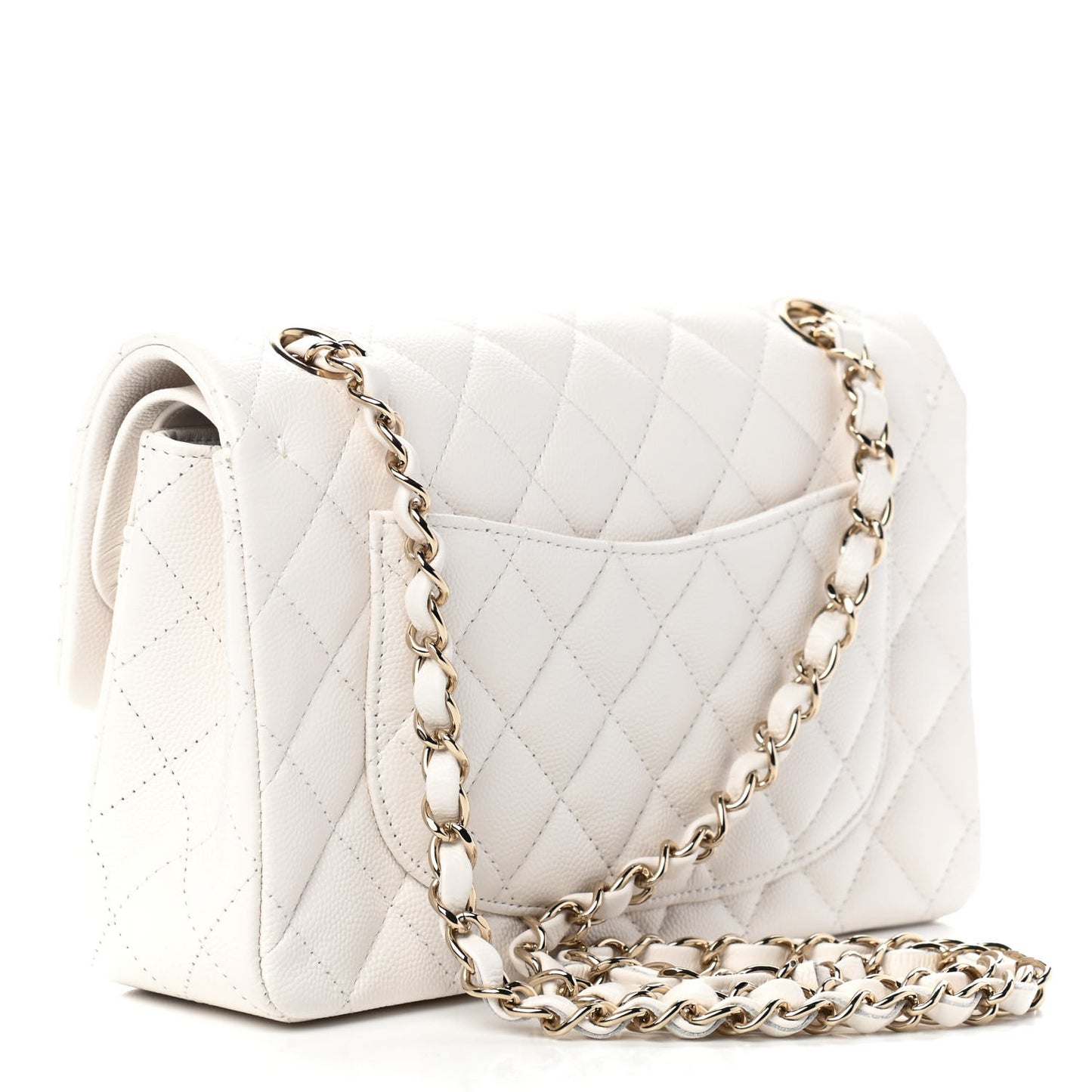 Caviar Quilted Small Double Flap White