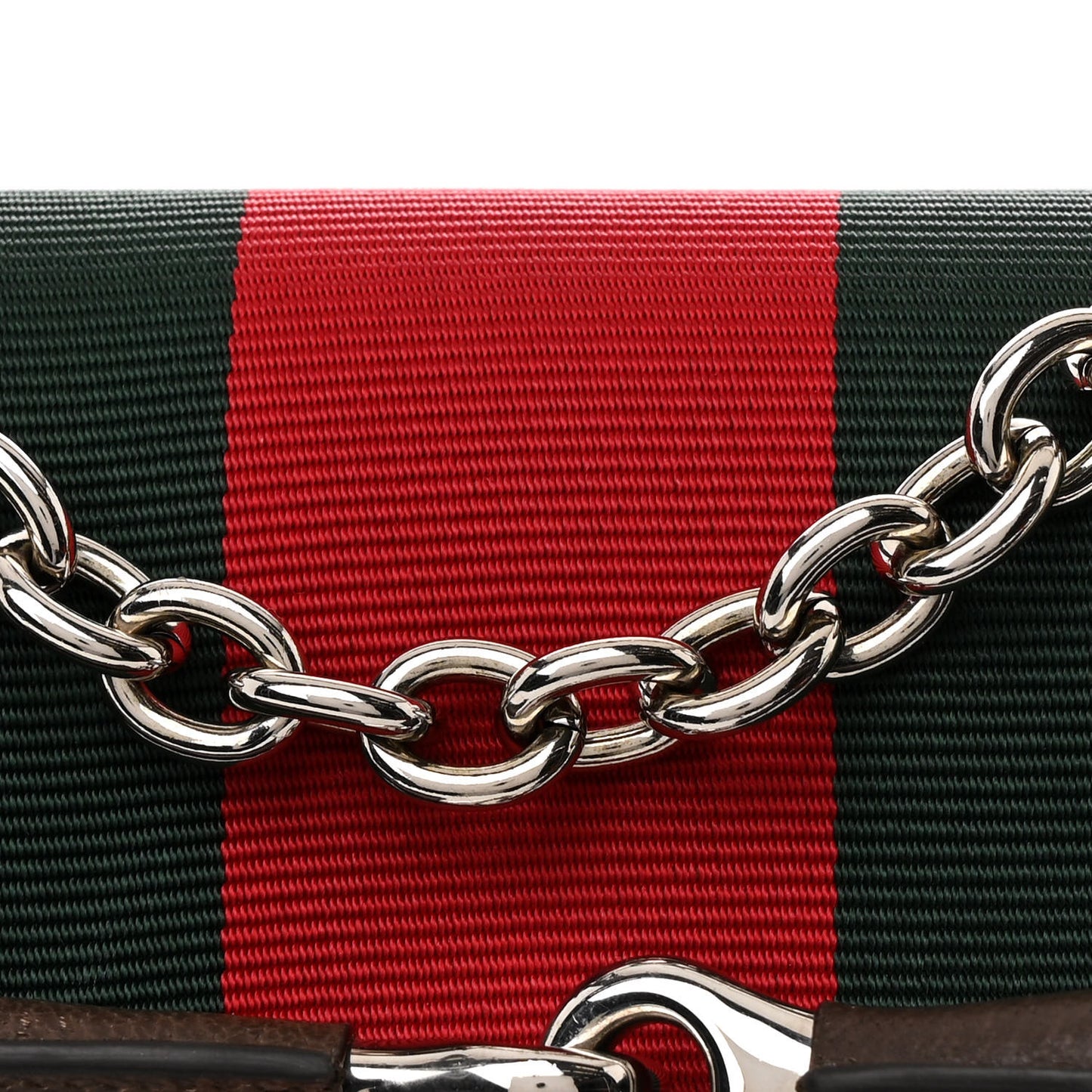 Monogram Textured Dollar Calfskin Heavy Grosgrain Web Medium Maxi Horsebit Chain Shoulder Bag Beige Ebony New Acero