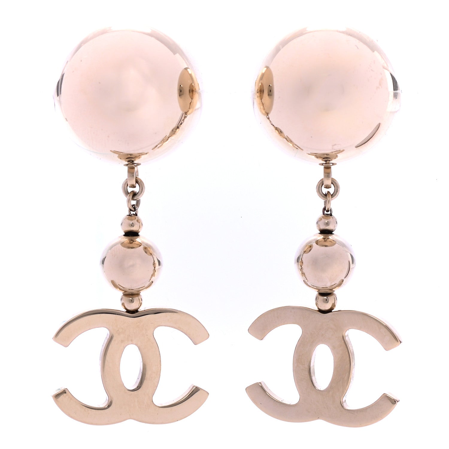 Chanel Metal CC Drop Earrings Gold 1 of 4