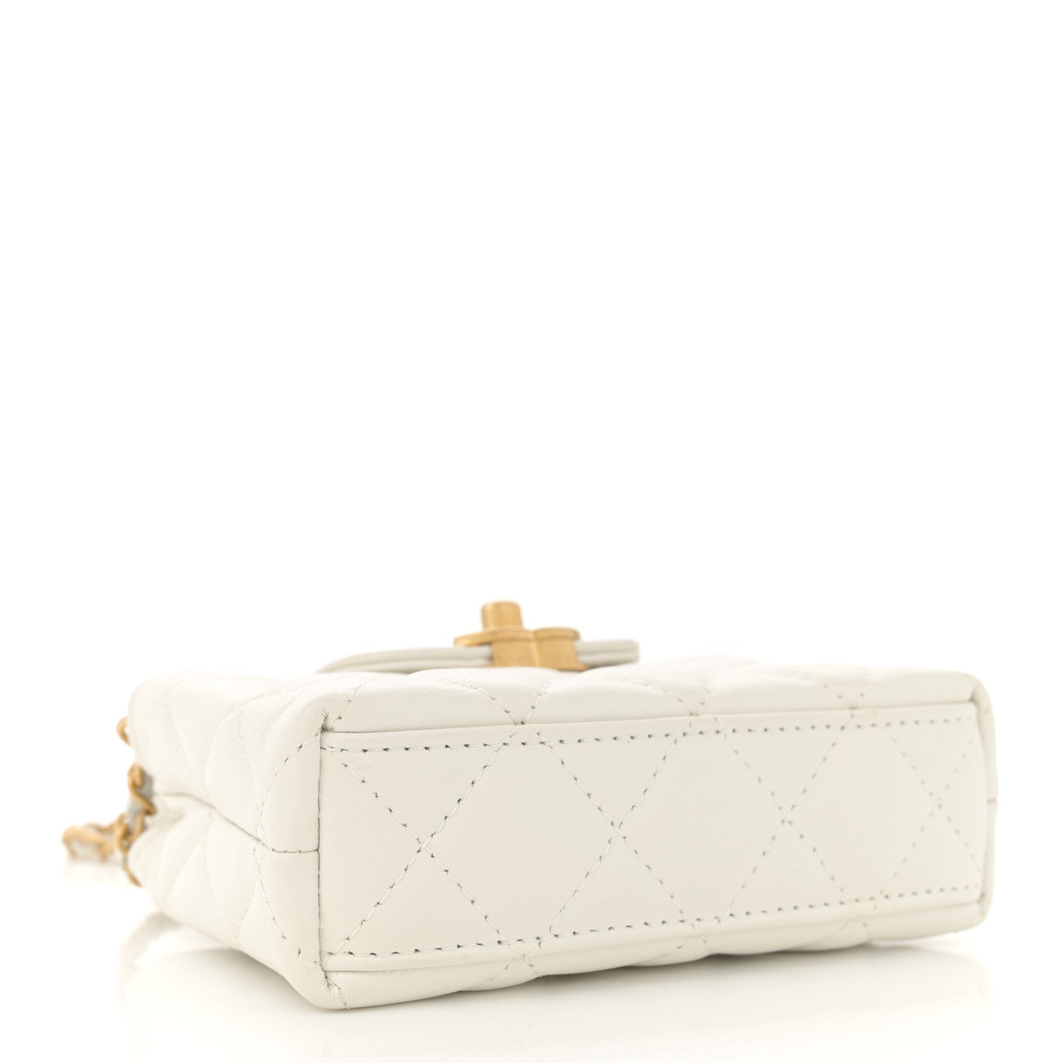 Chanel Shiny Aged Calfskin Quilted Mini Nano Kelly Shopper White 4 of 11