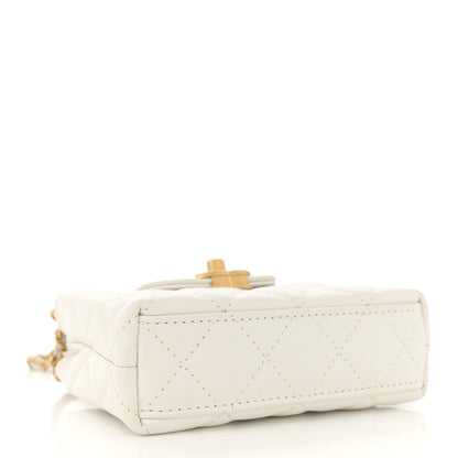 Chanel Shiny Aged Calfskin Quilted Mini Nano Kelly Shopper White 4 of 11