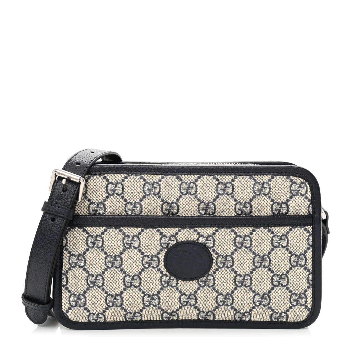 GG Supreme Monogram Textured Dollar Calfskin Mini Retro Interlocking G Shoulder Bag Beige Blue
