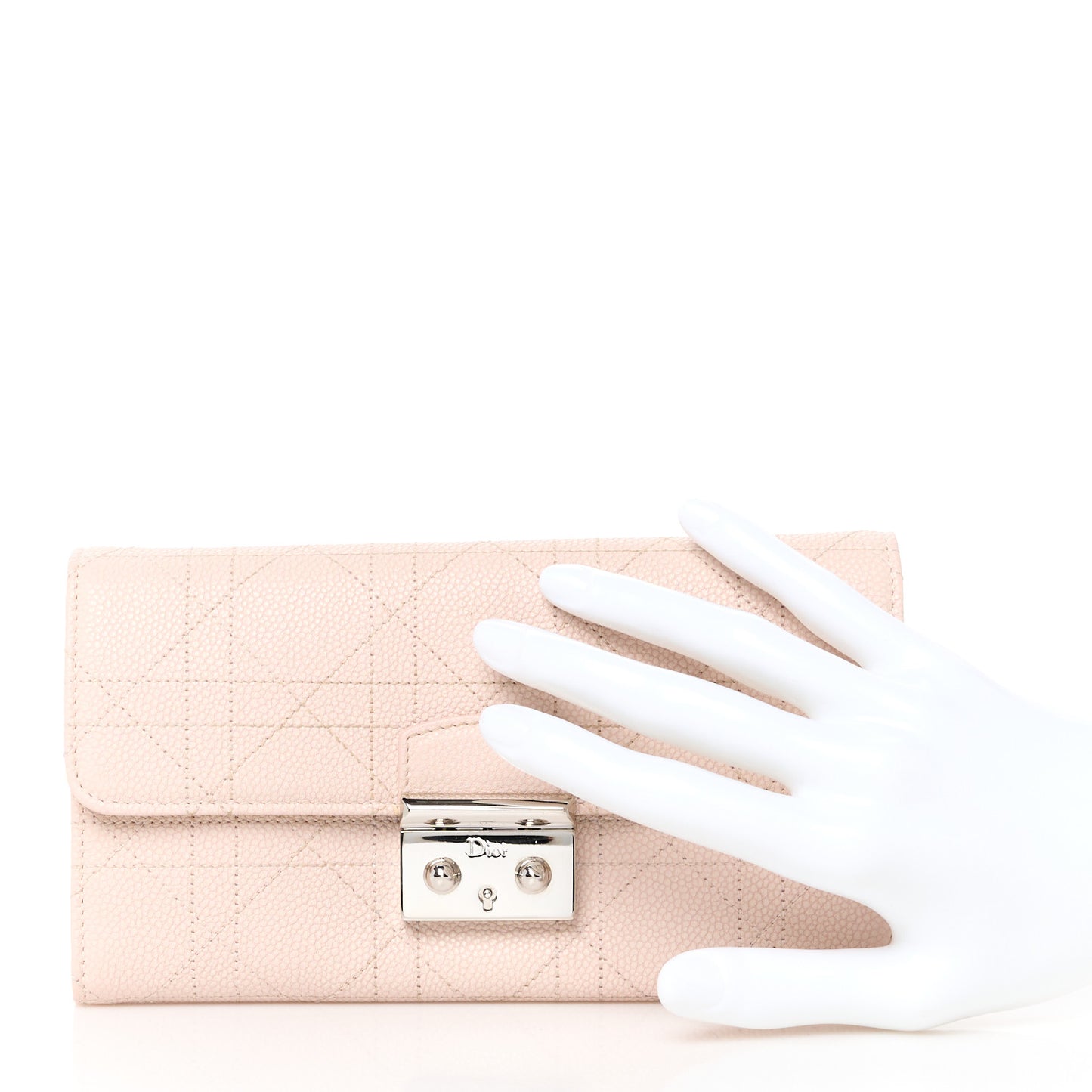 Grained Calfskin Cannage Miss Dior Promenade Chain Wallet Light Pink Yellow