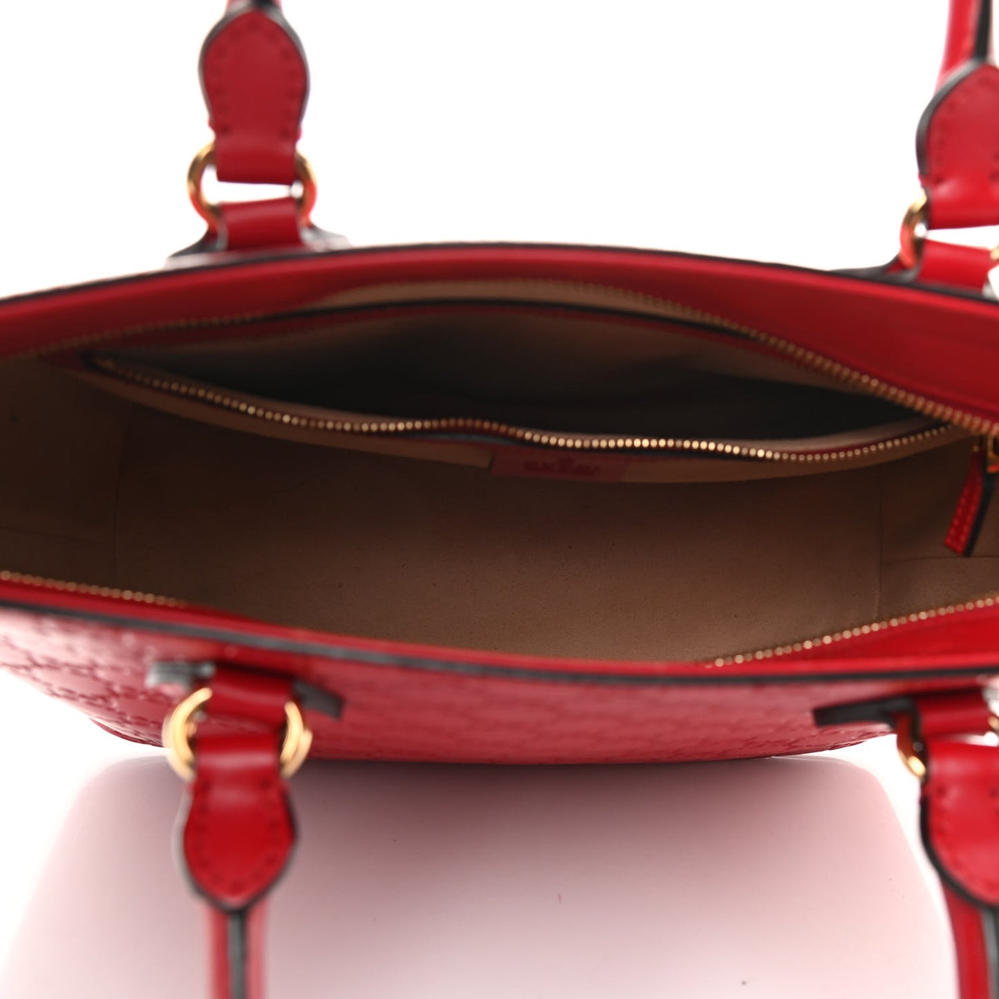 Guccissima Small Zippered Bucket Tote Hibiscus Red