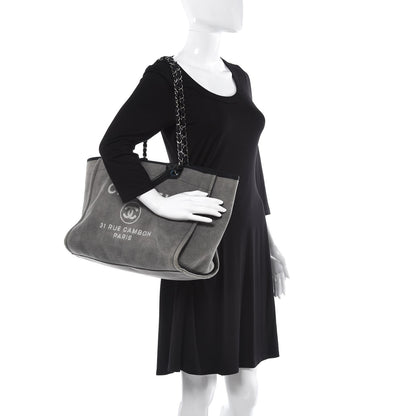 Chanel Canvas Deauville Large Tote Grey 2 of 15