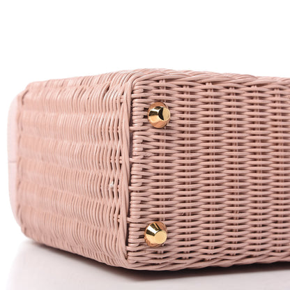 Prada Wicker Canvas Tote Pink 6 of 10