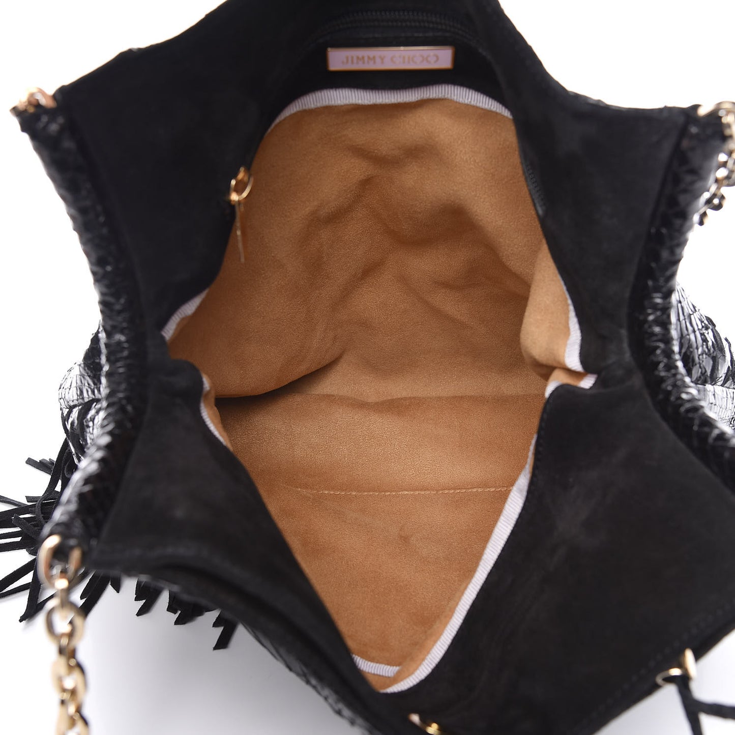 Python Suede Fringe Tatum Shopper Tote Black