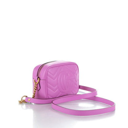 Gucci Calfskin Matelasse Mini GG Marmont Chain Shoulder Bag Candy Mousse 3 of 7