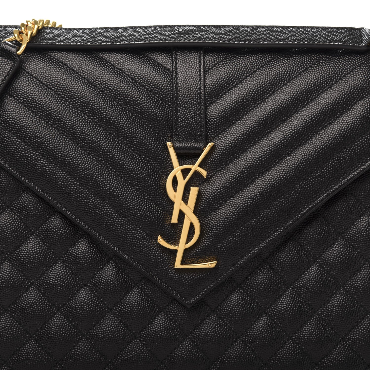Saint Laurent Grain De Poudre Textured Mixed Matelasse Large Triquilt Monogram Satchel Black 10 of 10