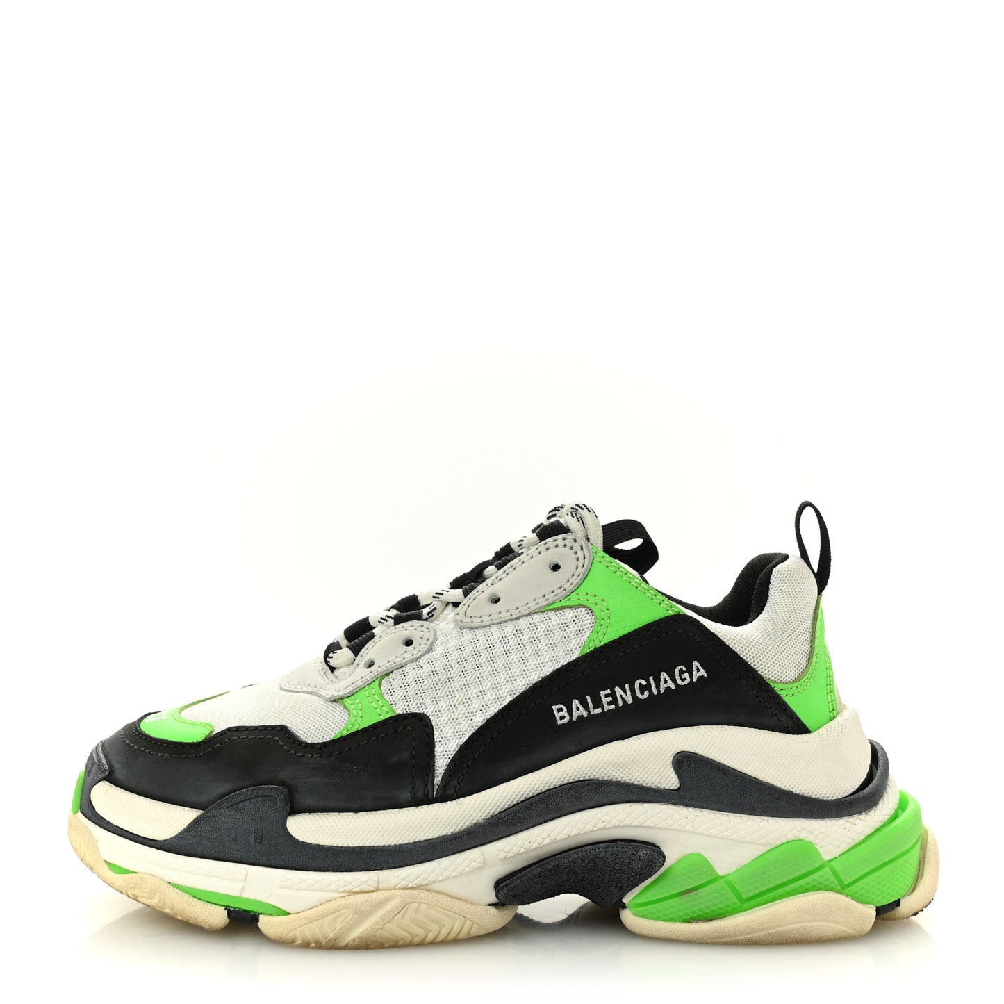 Fabric Mesh Womens Triple S Sneakers 37 White Green Fluo Black