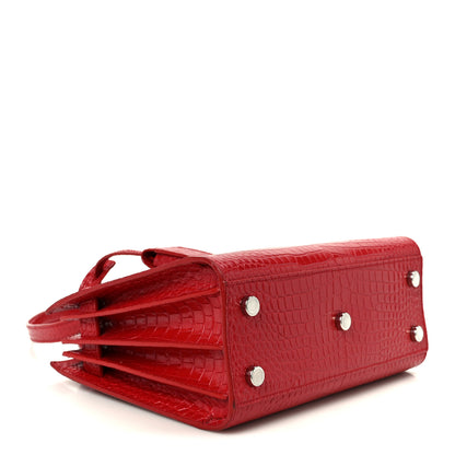Saint Laurent Calfskin Crocodile Embossed Nano Sac De Jour Red 3 of 13