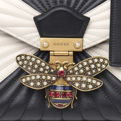 Gucci Calfskin Bamboo Trapuntata Queen Margaret Top Handle Bag Mystic White Black 12 of 15