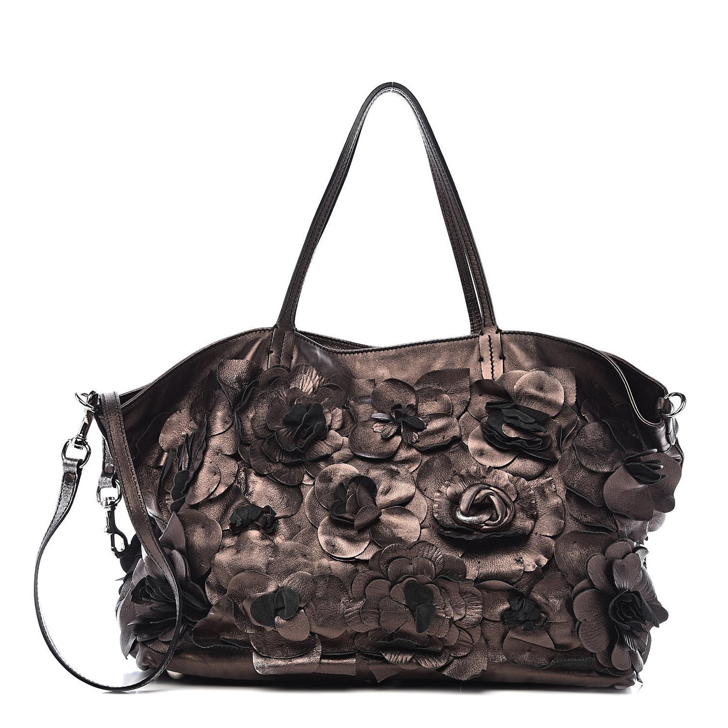 Metallic Nappa Floral Tote