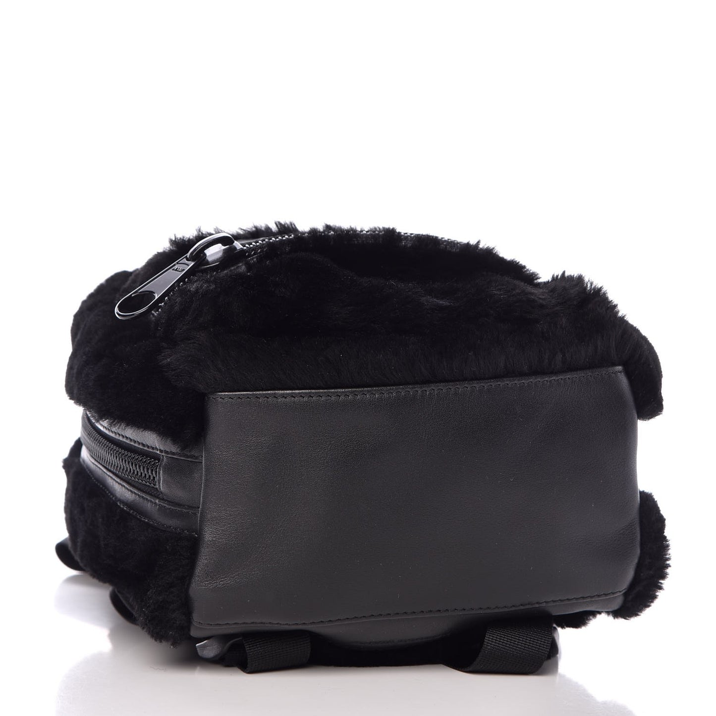 Shearling Rubberized Lambskin Backpack Black