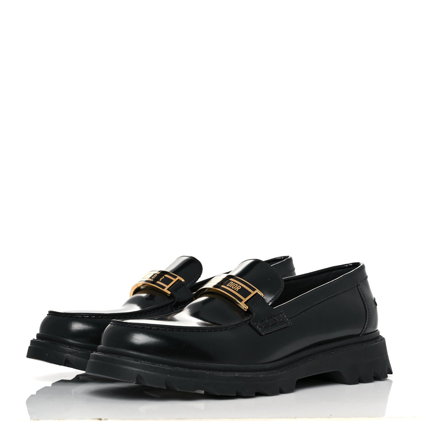 Brushed Calfskin Dior Code Lug Sole 15mm Loafers 38 Black