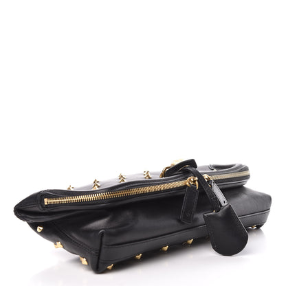 Alexander McQueen Calfskin Studded Padlock Skull Clutch Black 4 of 12