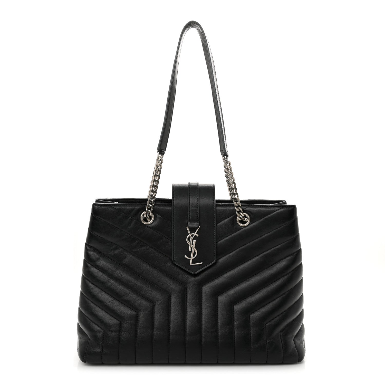 Saint Laurent Calfskin Y Quilted Monogram Large Loulou Shopper Black 1 of 14