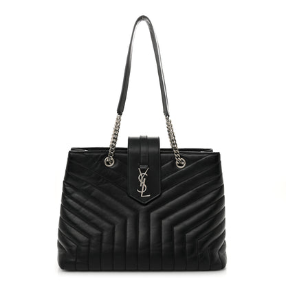 Saint Laurent Calfskin Y Quilted Monogram Large Loulou Shopper Black 1 of 14