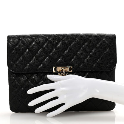 Chanel Caviar Quilted Medium Golden Class Pouch Black 2 of 11