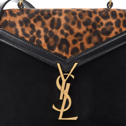 Saint Laurent Suede Leopard Print Mini Classic Monogram Cassandra Top Handle Manto Naturale Black 10 of 10