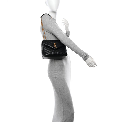 Saint Laurent Calfskin Y Quilted Monogram Small Loulou Chain Satchel Black 2 of 10