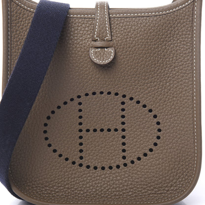 Hermes Taurillon Clemence Amazone Evelyne TPM Etoupe Bleu Indigo 9 of 10