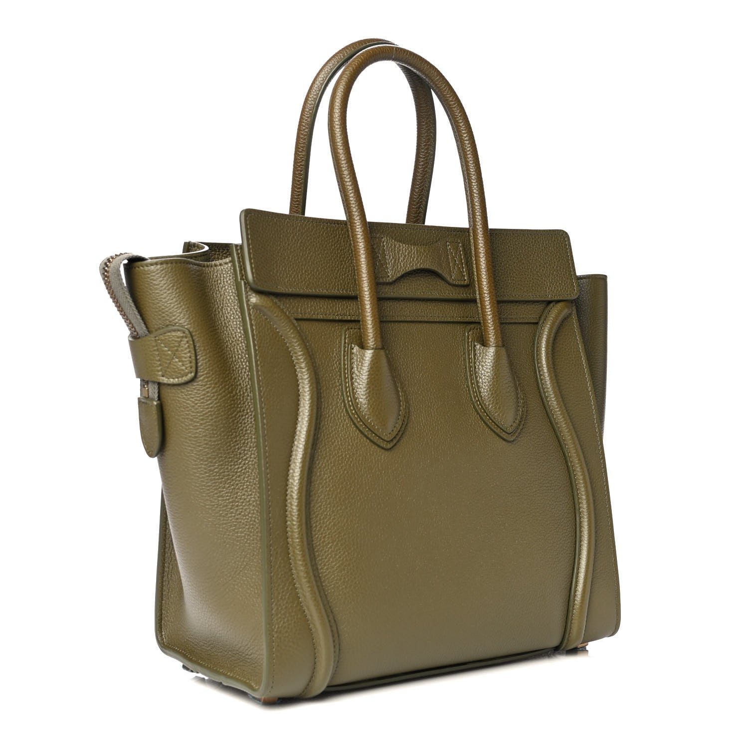 Celine Drummed Calfskin Micro Luggage Dark Olive 4 of 14