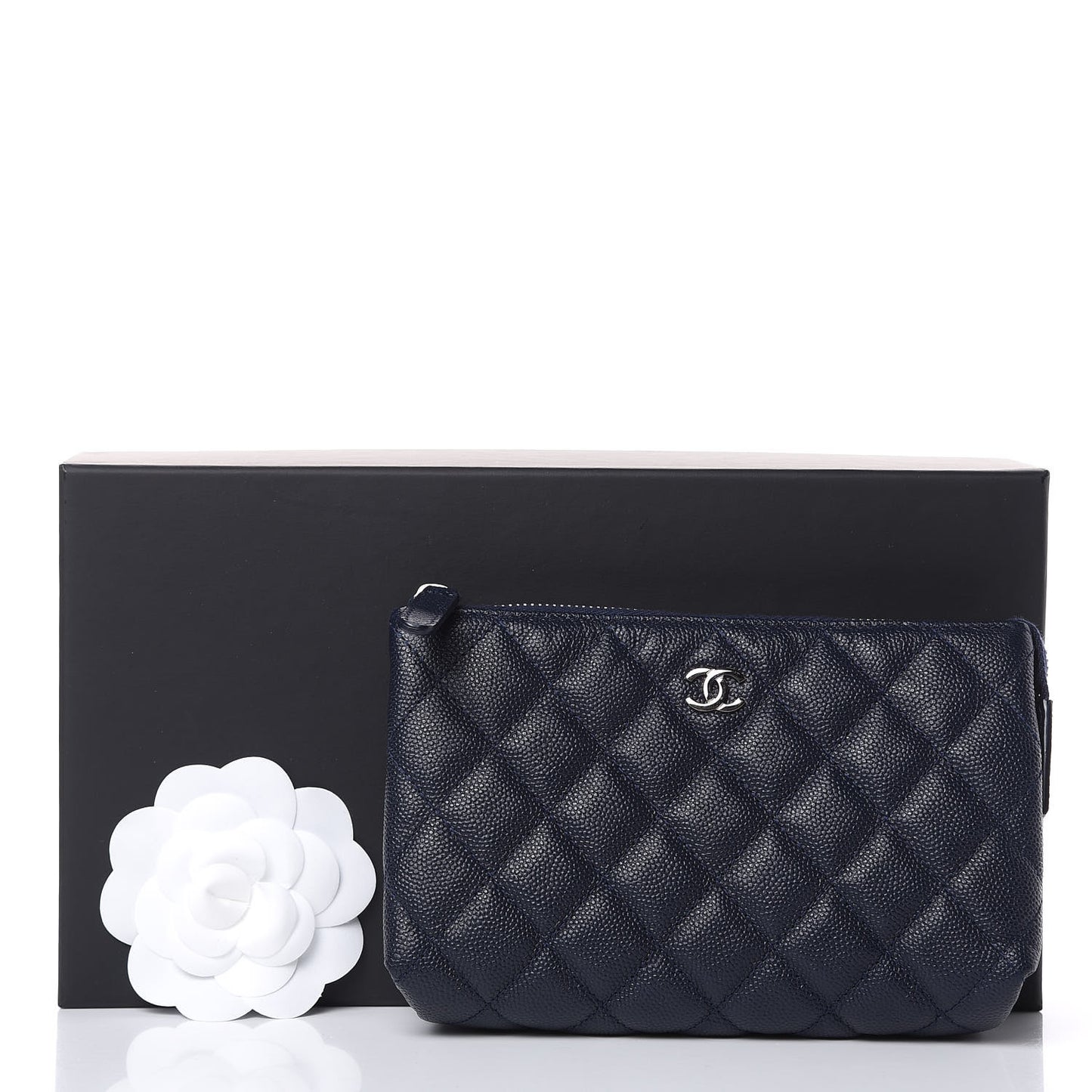 Caviar Quilted Small Pouch Navy