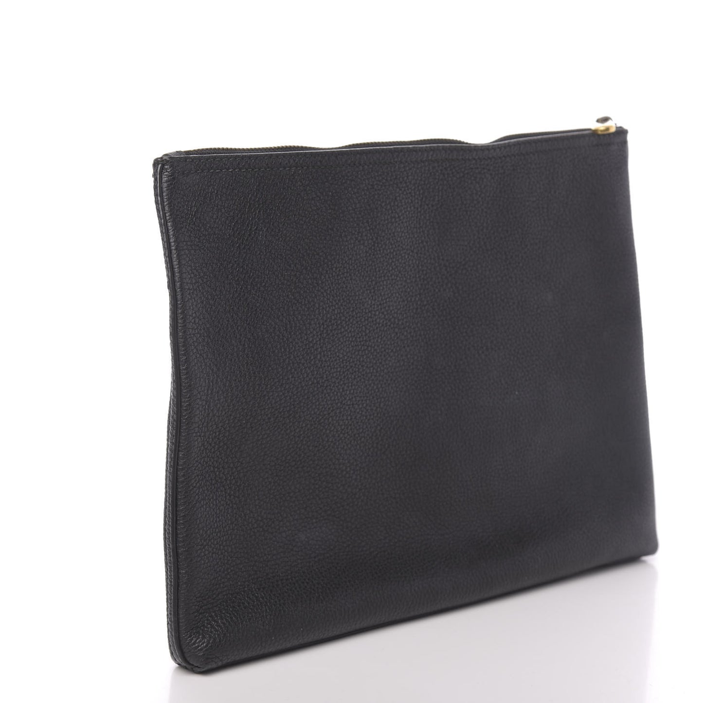 Pebbled Calfskin Medium Logo Portfolio Clutch Black