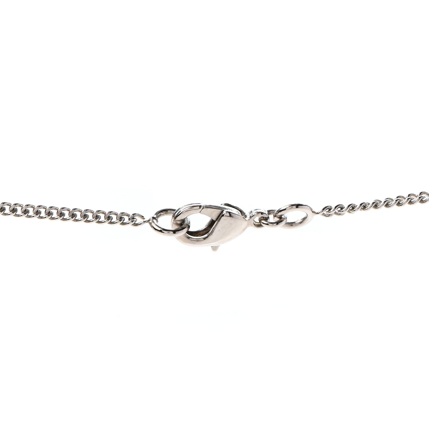 Baguette Crystal Pearl CC Lariat Necklace Silver