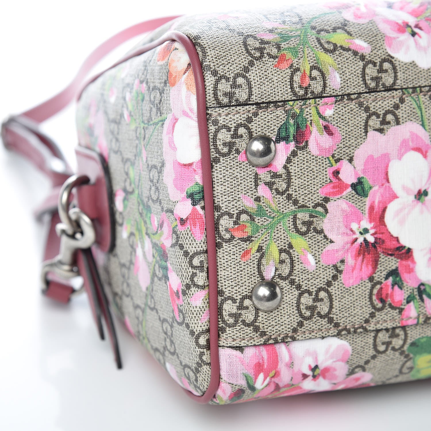 Gucci GG Supreme Monogram Blooms Small Boston Beige Multicolor Dry Rose 9 of 10